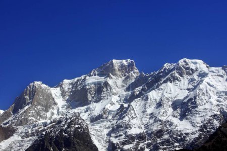 Snow capped peaks at Kedarnath Uttarakhand India Asia