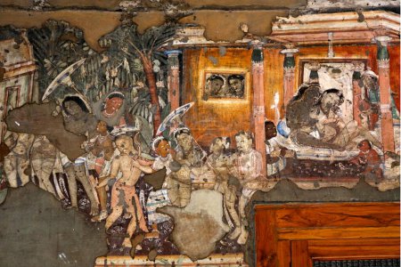 Téléchargez les photos : Ajanta Cave peinture à Aurangabad, Maharashtra, Inde - en image libre de droit