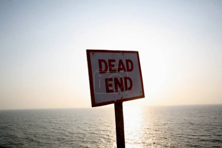 Photo for A dead end placard at the construction site of the Bandra Worli Sea link on Arabian Sea in Western suburb of Bombay now Mumbai , Maharashtra , India - Royalty Free Image