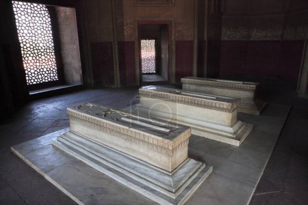Téléchargez les photos : Sépultures dans la tombe de Humayuns construite en 1570, Delhi, Inde Patrimoine mondial de l'UNESCO - en image libre de droit