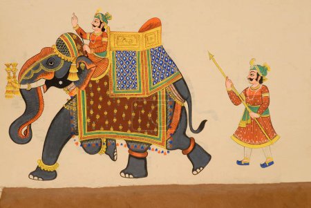 Foto de Pintura mural de Rajasthani en Shilpgram, Udaipur, Rajasthan, India - Imagen libre de derechos