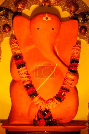 Replica of idol of Shree Chintamani of Theur one of Ashtavinayaka lord ganesh elephant headed god for Ganpati festival at Pune , Maharashtra , India