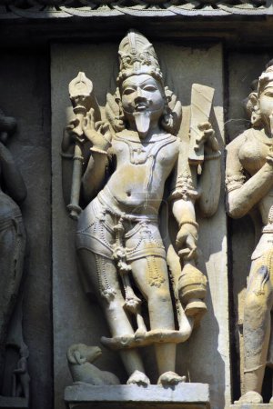 Agnidev Skulptur an der Wand des vishvanath Tempels Khajuraho madhya pradesh india