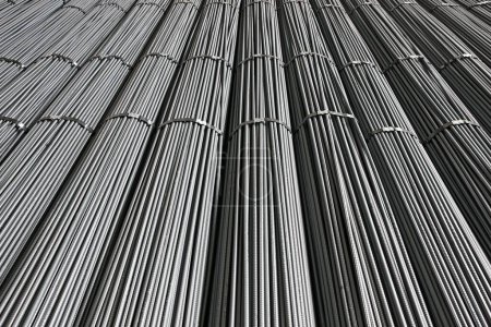 Photo for Bundles of Twisted Steel Rods used for construction Industry India - Royalty Free Image