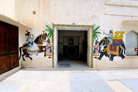 Photo for Wall Painting Udaipur Rajasthan India Asia June 2010 - Royalty Free Image