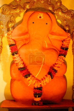 Replica of idol of Shree Mahaganapati of Ranjangaon one of Ashtavinayaka lord ganesh elephant headed god for Ganpati festival at Pune , Maharashtra , India