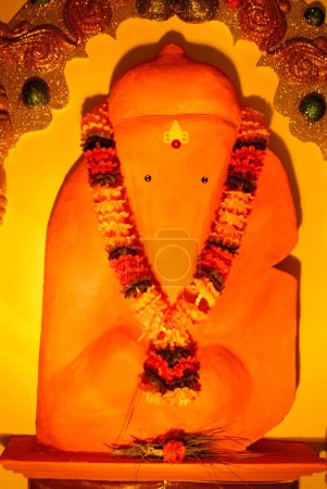 Photo for Replica of idol of Shree Siddhivinayak of Siddhatek one of Ashtavinayaka lord ganesh elephant headed god for Ganpati festival at Pune , Maharashtra , India - Royalty Free Image