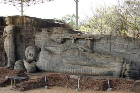 Recline statue of Buddha , World Heritage site , ancient city of Polonnaruwa , Sri Lanka
