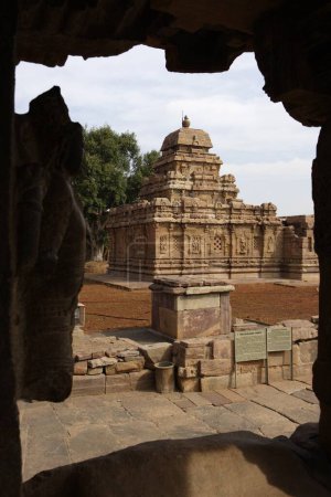 Photo for Sangameshvara temple through arch of Mallikarjuna temple , Pattadakal , UNESCO World Heritage , Chalukya , District Bagalkot , Deccan plateau , Karnataka , India - Royalty Free Image