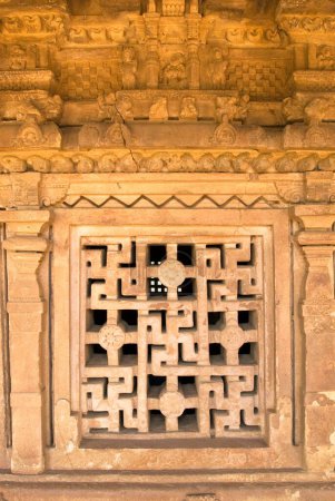 Carved stone window in Durga temple , Aihole , Karnataka , India