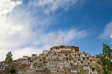 Téléchargez les photos : Vue de face de l'impressionnant monastère bouddhiste de Thiksey, Ladakh, Jammu-et-Cachemire, Inde - en image libre de droit