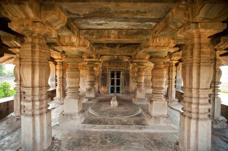 Photo for Decorative pillars of somnath temple at dambal , Gadag , Karnataka , India - Royalty Free Image
