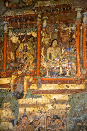 Téléchargez les photos : Ajanta Cave peinture à Aurangabad, Maharashtra, Inde - en image libre de droit