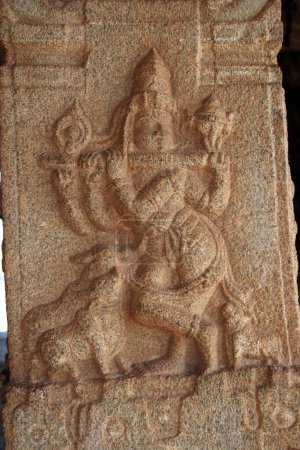 Skulptur, Vijaya Vittala Tempelanlage, Hampi Vijayanagar Ruinen, Karnataka, Indien