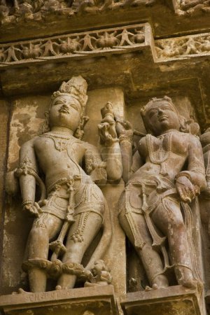 Téléchargez les photos : Sculpture du temple Vishwanath à Khajuraho, Madhya Pradesh, Inde - en image libre de droit