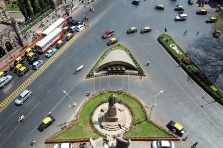 Photo for Traffic and statue of Sir Pherozeshah M Mehta, Bombay Mumbai, Maharashtra, India - Royalty Free Image