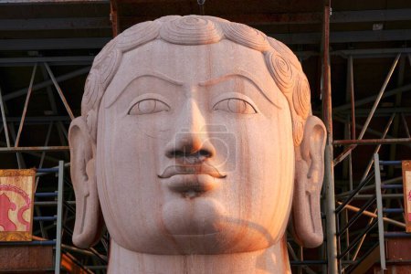 Téléchargez les photos : Statue de dix-huit mètres de haut du saint bhagwan gomateshwara bahubali lors du festival mahamasthakabhisheka Jain, Shravanabelagola au Karnataka, Inde Février _ 2006 - en image libre de droit