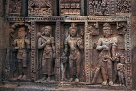 Photo for Statues carved on wall in heritage Buddhist excavated site , Udayagiri , Orissa , India - Royalty Free Image