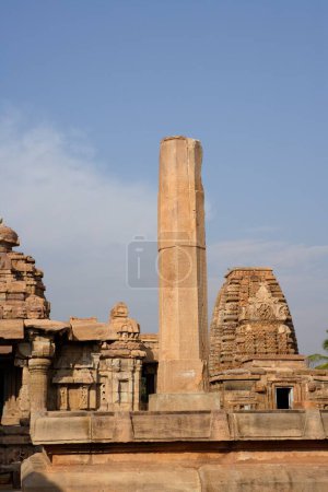 Photo for Vijayastambha , Mallikarjuna temple , Pattadakal , UNESCO World Heritage , Chalukya , District Bagalkot , Deccan plateau , Karnataka , India - Royalty Free Image