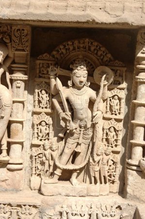 Photo for Statues carved on wall in Patan Jain temple , Patan , Gujarat , India - Royalty Free Image