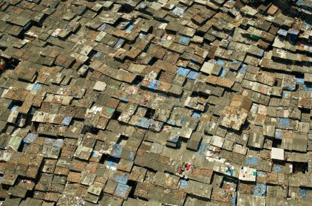 Photo for Aerial view of worli slum, Bombay, Mumbai, Maharashtra, India - Royalty Free Image