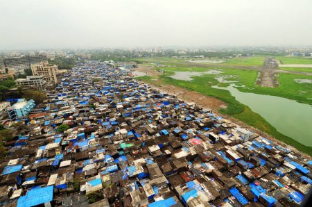 Photo for Aerial view of slum near Juhu airport, Bombay Mumbai, Maharashtra, India - Royalty Free Image