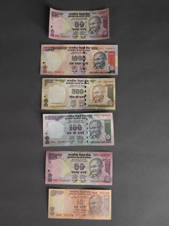 Photo for Indian currency notes on gray background - Royalty Free Image