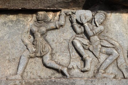 Téléchargez les photos : Danseurs et musiciens statues sculptées, Grande plate-forme, Mahanavami dibba, Hampi, Vijayanagar, Patrimoine mondial de l'UNESCO, Plateau Deccan, Taluka Hospet, District Bellary, Karnataka, Inde - en image libre de droit