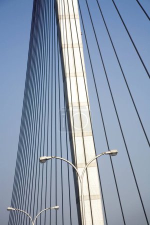 Photo for Vidyasagar Setu second bridge over river Hooghly one of latest attractions of the city , Calcutta now Kolkata , West Bengal , India - Royalty Free Image