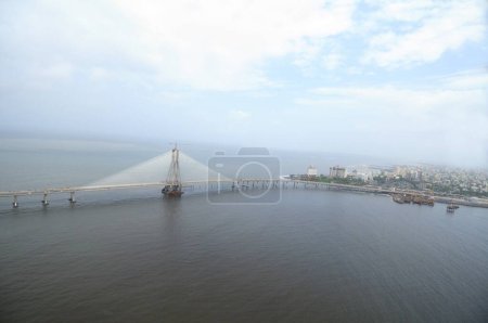 vue aérienne de bandra worli rajiv gandhi sea link, Bombay Mumbai, Maharashtra, Inde 