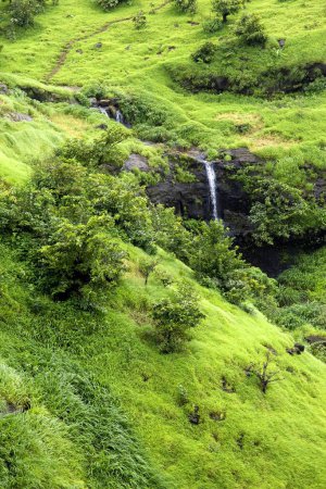 Monsun-Hügel winziger Wasserfall Indien
