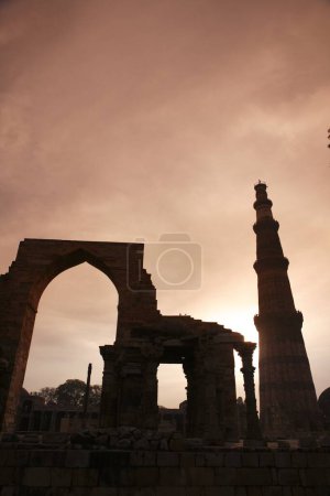 Photo for Qutab Minar built in 1311 red sandstone tower , Indo_Muslim art , Delhi sultanate , Delhi , India UNESCO World Heritage Site - Royalty Free Image