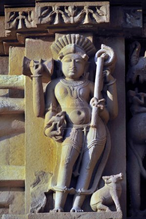 Yama sculpture on wall of jagadambi temple Khajuraho madhya pradesh india