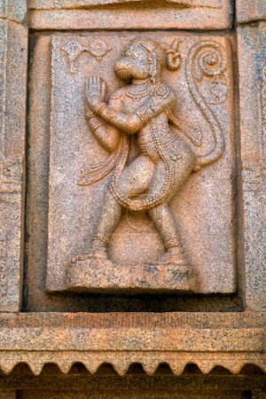 Hanuman on wall of Ramachandra temple in Hampi , Karnataka , India