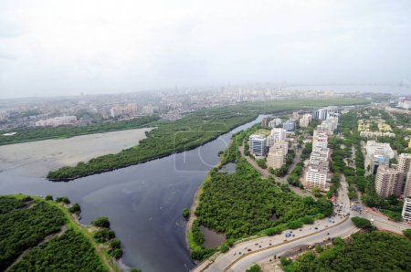 Photo for Aerial view of bandra kurla complex and mithi river, Bombay Mumbai, Maharashtra, India - Royalty Free Image