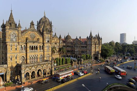 Photo for Victoria Terminus VT now Chhatrapati Shivaji Terminus CST railway station , Bombay Mumbai , Maharashtra , India UNESCO World Heritage - Royalty Free Image
