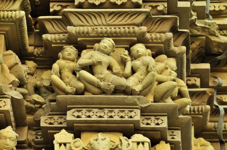 intricately carved wall of javari temple Khajuraho madhya pradesh india