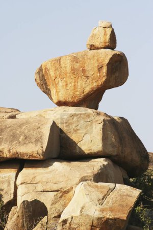 Balancing Rock, Hampi Vijayanagar Ruinen, Karnataka, Indien