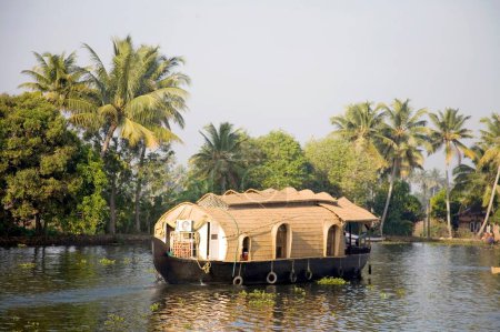 Photo for Luxury houseboat and coconut trees in Backwaters , Alleppey , Kerala , India - Royalty Free Image
