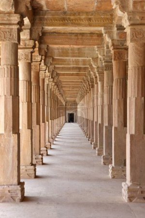 Téléchargez les photos : Piliers et hall du jama masjid, Mandu, Madhya Pradesh, Inde - en image libre de droit