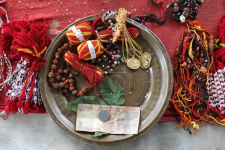 Photo for Puja thali offered by devotees at shiva dole temple, Sivsagar, Assam, India - Royalty Free Image