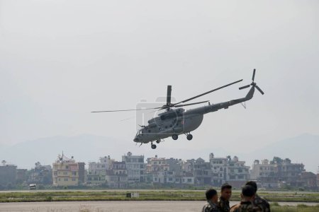 Photo for Helicopter take off for rescue operations, nepal, asia - Royalty Free Image
