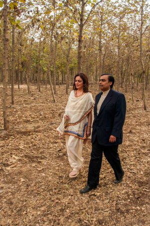 Photo for Indian businessman Mukesh Ambani and Nita Ambani jamnagar gujarat India Asia - Royalty Free Image