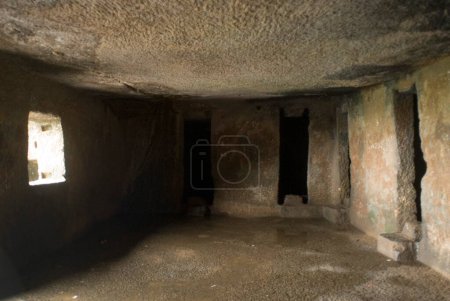 Photo for Buddhist Karla caves finest examples of ancient rock cut caves built in 3rd 2nd century BC by Buddhist monk , Karla , Maharashtra , India - Royalty Free Image