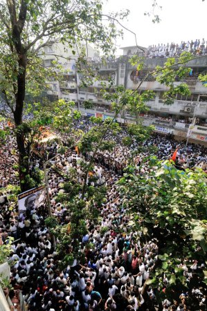 Photo for Balasaheb Thackeray Funeral Procession Crowd shots and General Shots on road mumbai maharashtra Nov 2012 - Royalty Free Image