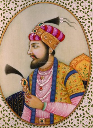 Téléchargez les photos : Portrait de l'empereur moghol Shah Jahan covey peinture - en image libre de droit
