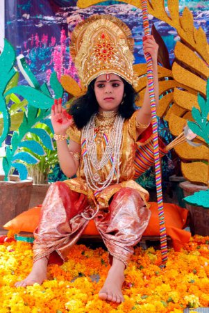 Photo for Girl as Karni mata in Ramnavmi procession, Jodhpur, Rajasthan, India - Royalty Free Image