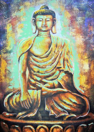 Téléchargez les photos : Seigneur Bouddha méditer peinture d'art - en image libre de droit