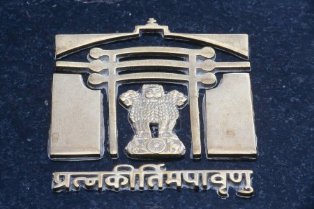 Photo for Emblem of India, Khajuraho, Madhya Pradesh, India, Asia - Royalty Free Image