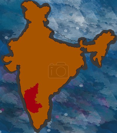 Téléchargez les photos : Illustration Karnataka Carte géographique Inde - en image libre de droit